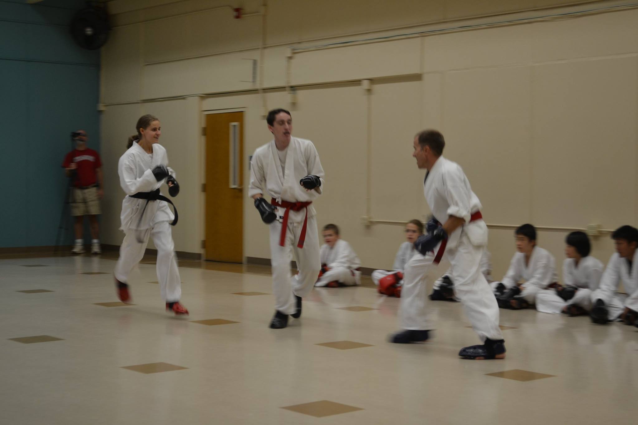 Instructor working with students